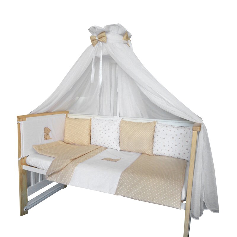 Lenjerie 10 piese, Prichindel, Little bear crem, 120x60cm