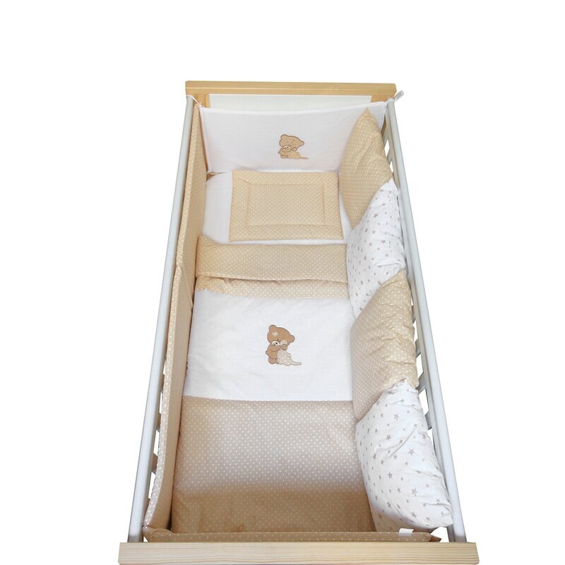 Lenjerie 9 piese, Prichindel, Little bear crem, 120x60cm