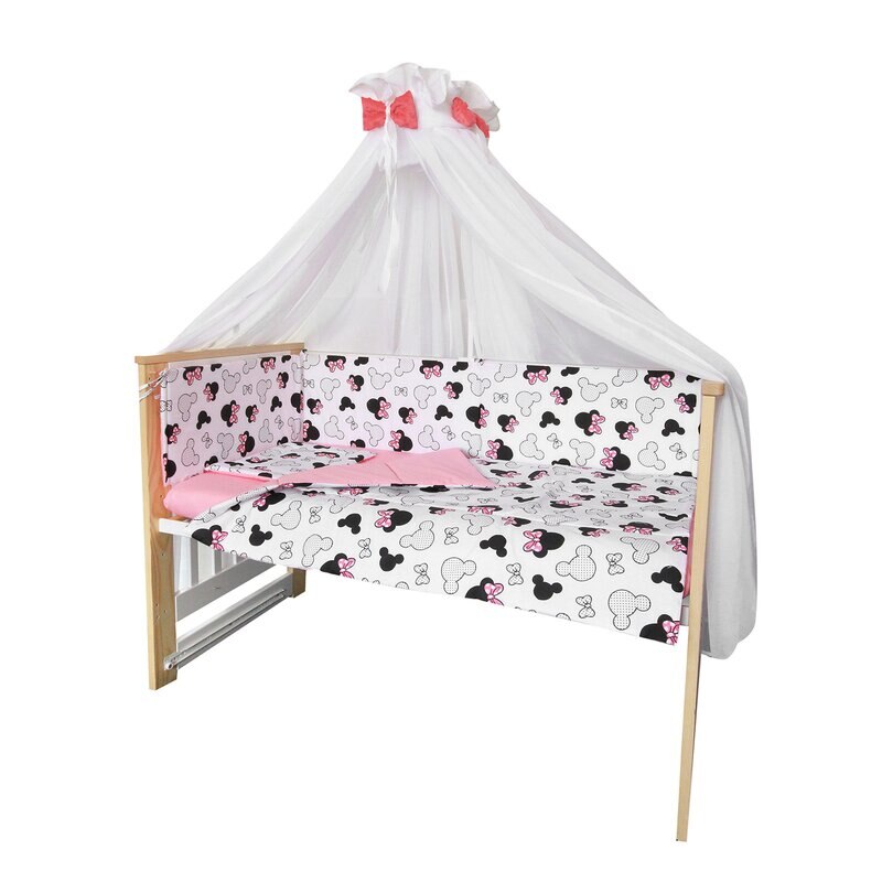 Baldachin voal universal, cu fundite minky roz, 560x160cm