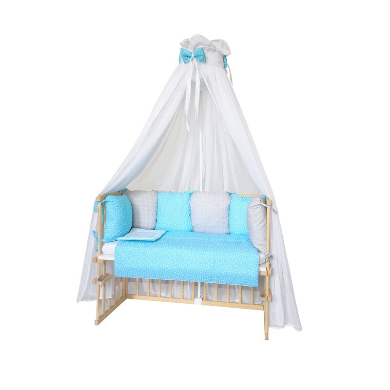 Lenjerie 11 piese, piccolo, turcoaz cu stelute, 95x45cm