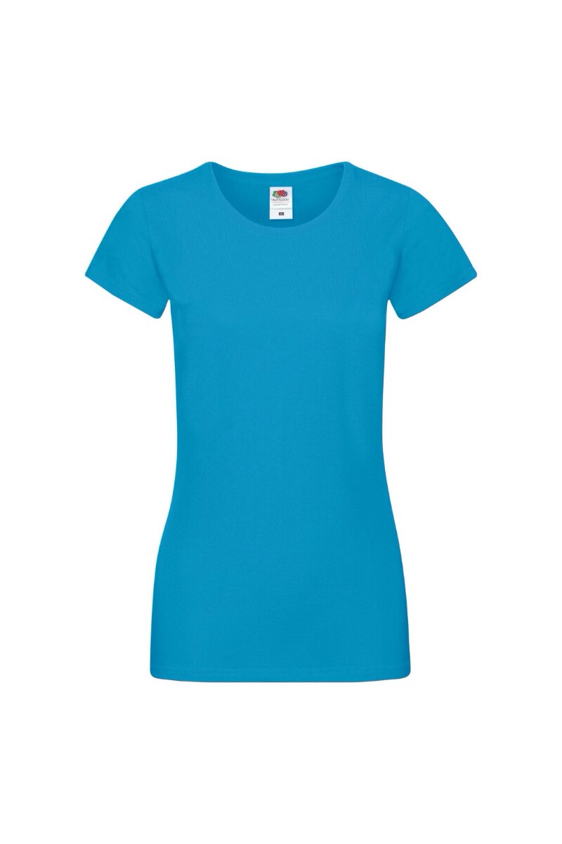 Tricou cu maneca scurta dama Fruit of the Loom Softspun, Bumbac, Albastru azur, Albastru azur