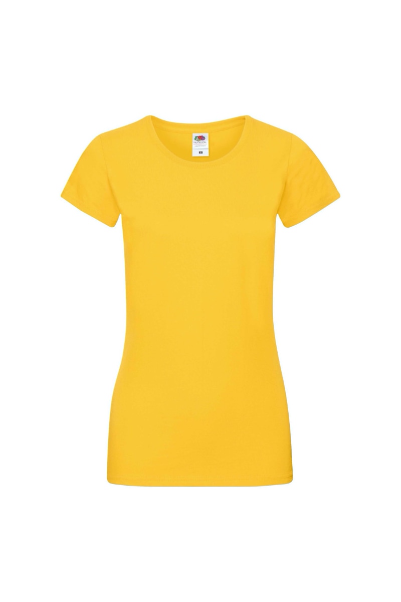 Tricou cu maneca scurta dama Fruit of the Loom Softspun, Bumbac, Galben, Galben