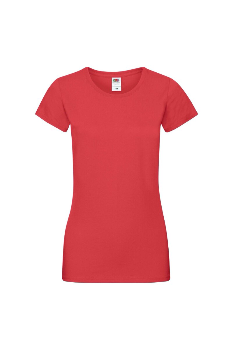 Tricou cu maneca scurta dama Fruit of the Loom Softspun, Bumbac, Rosu, Rosu