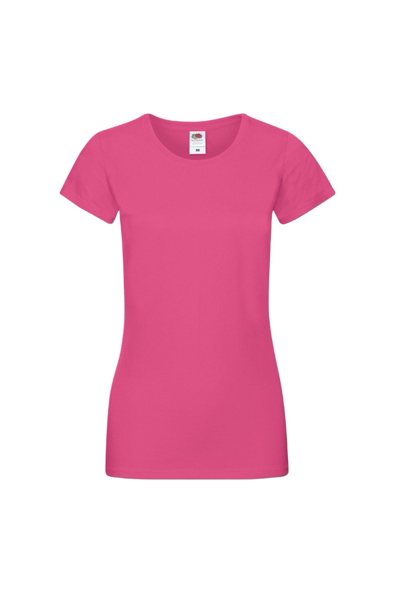 Tricou cu maneca scurta dama Fruit of the Loom Softspun, Bumbac, Fucsia, Fucsia