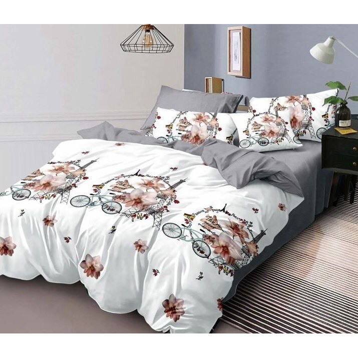 Set 6 piese, Lenjerie de pat dublu din bumbac FINET, multicolor - LFP121