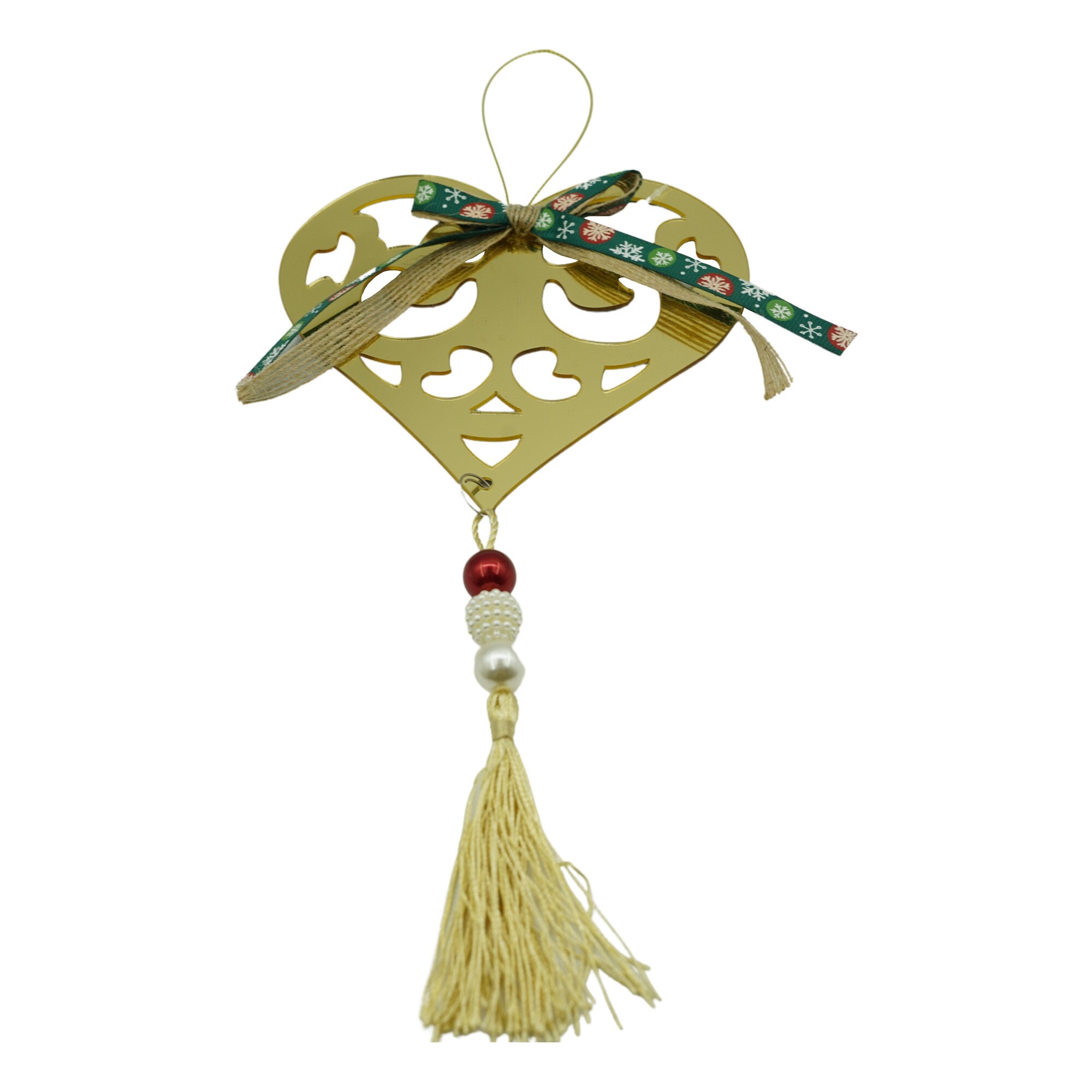 Ornament brad, Flippy,Model Inima, Auriu, Lucios, 15x26CM, Acril, Interior/ Exterior