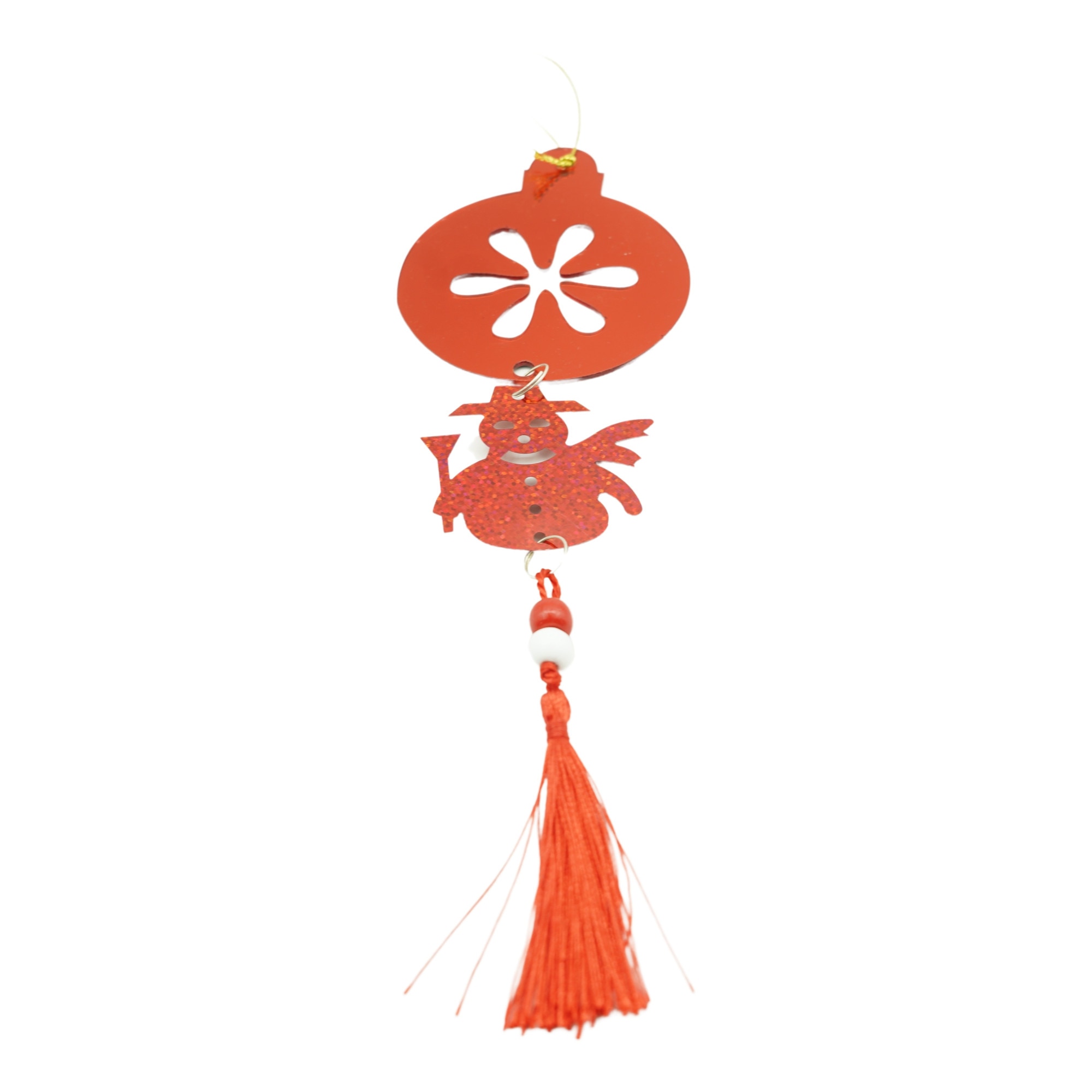 Ornament brad, Flippy, Rotund, Om de zapada, Rosu, Lucios, 10x28CM, Acril, Interior/ Exterior