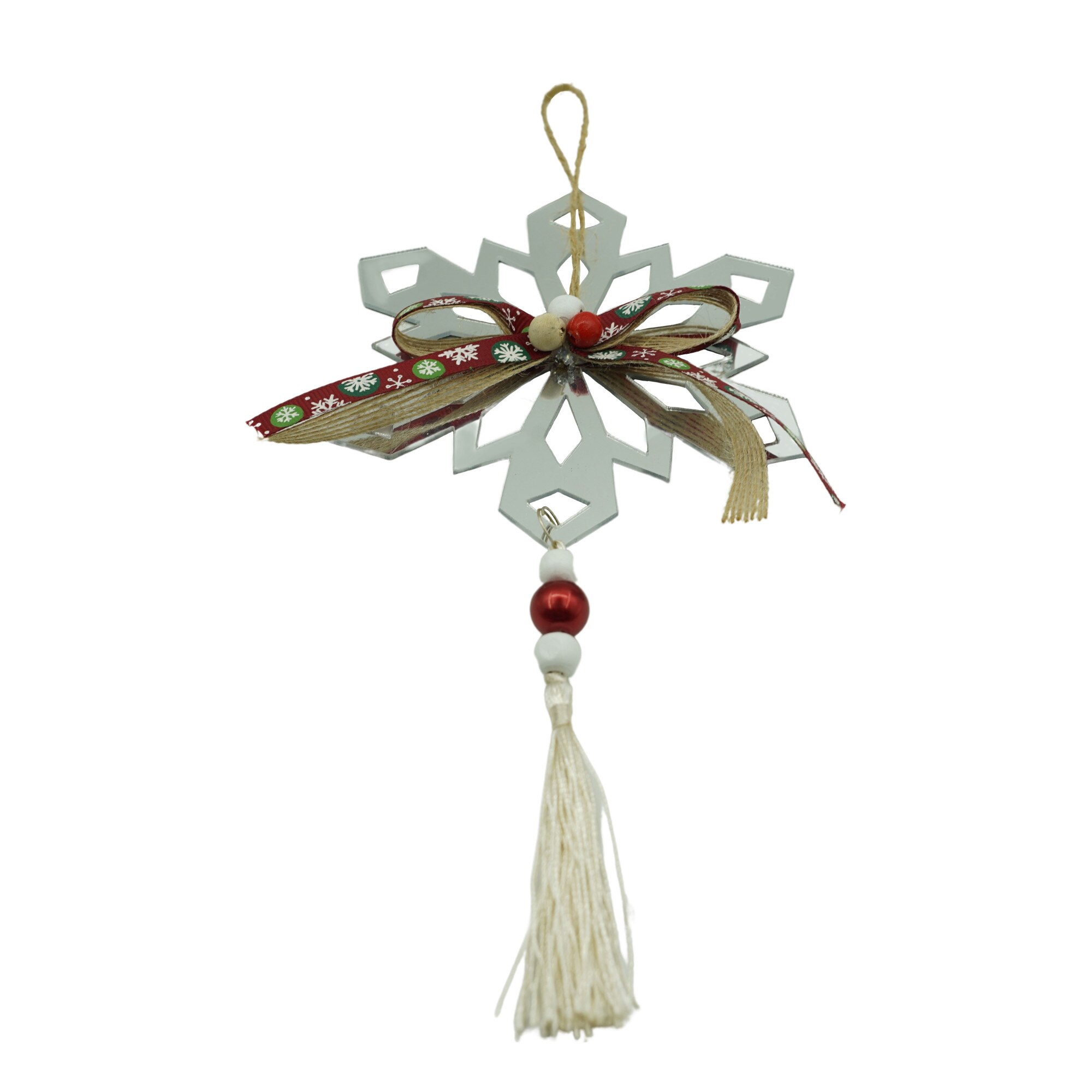 Ornament brad, Flippy, Fulg de nea, Argintiu, Lucios, 14*26CM, Acril, Interior/ Exterior