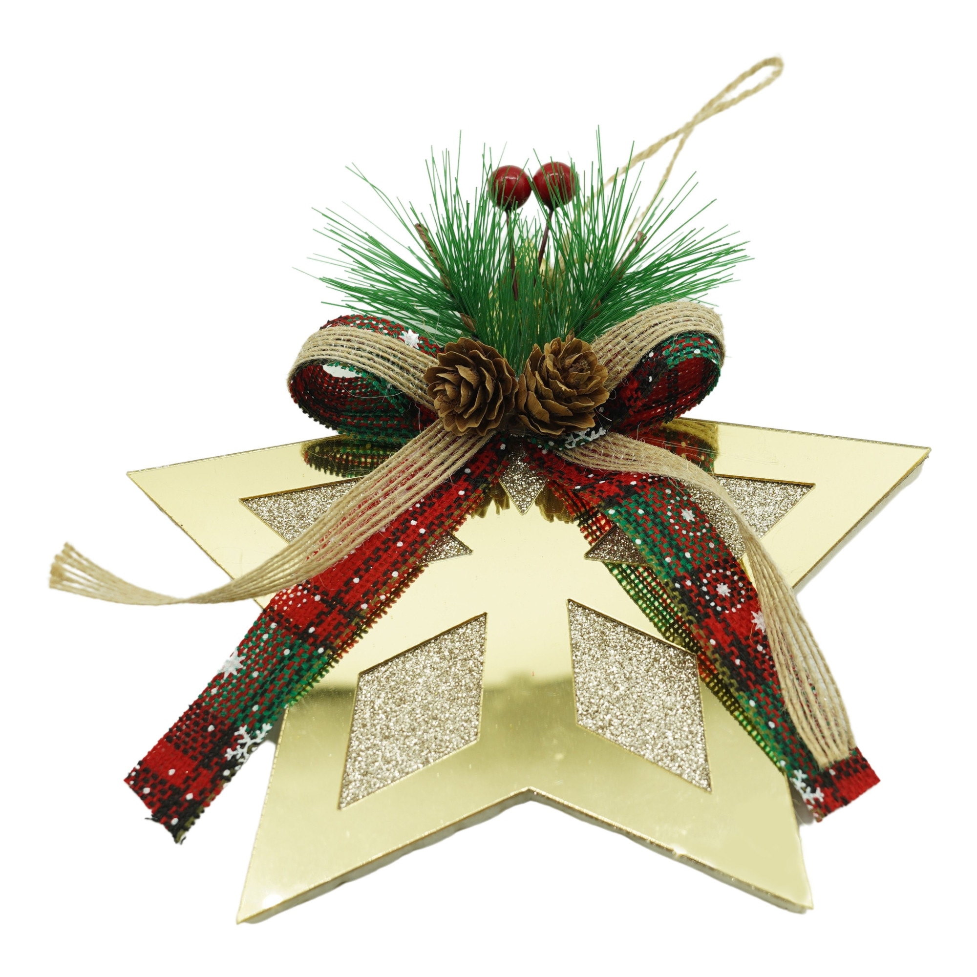 Ornament brad, Flippy, Stea, Auriu, Lucios, 17x17CM, Acril, Interior/ Exterior