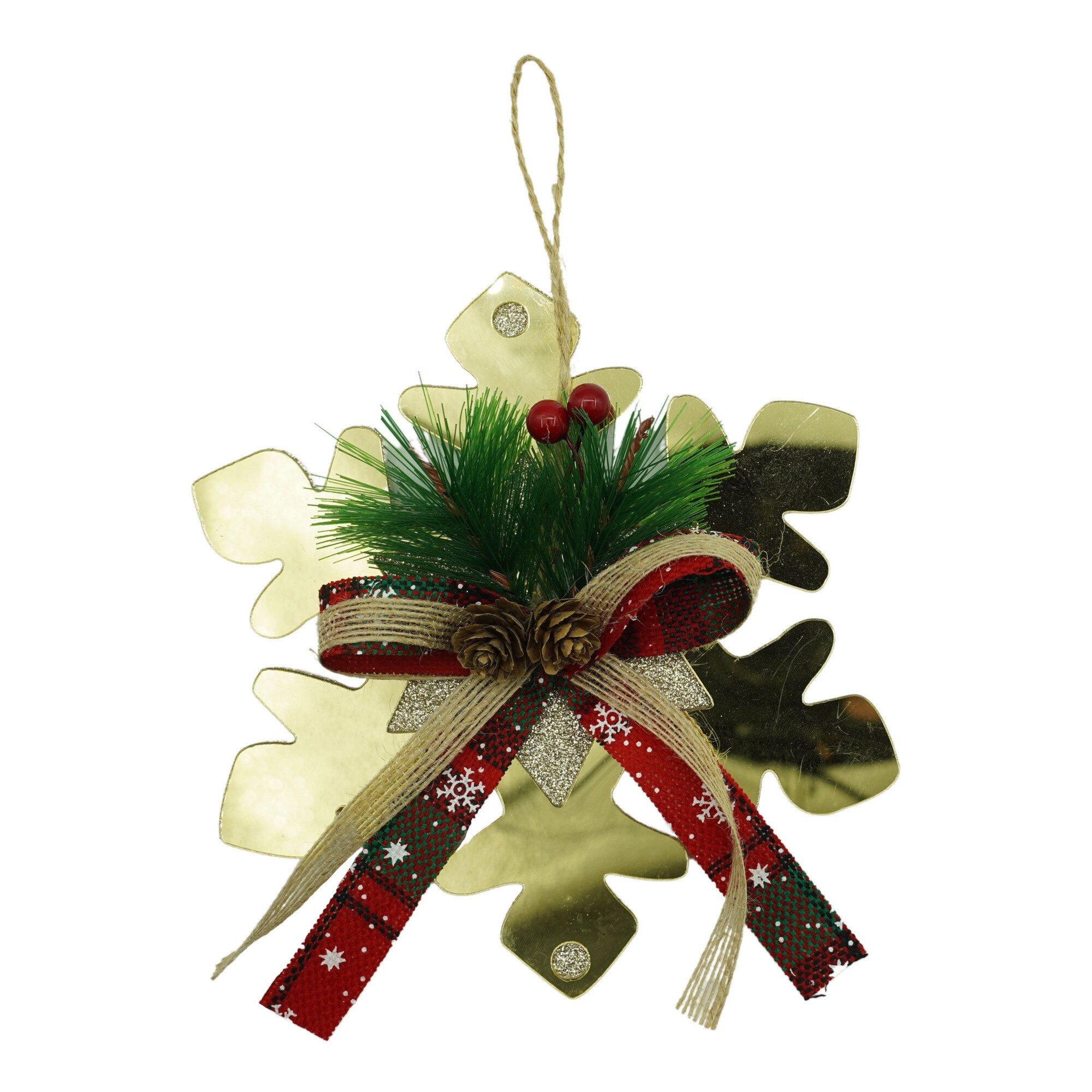 Ornament brad, Flippy, Fulg de nea, Auriu, Lucios, 16x16CM, Acril, Interior/ Exterior