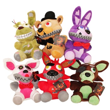 Set 6 jucarii de plus cu sunet, Five Night's at Freddy's, 24x18 cm, REC1546 Set 6 jucarii de plus cu sunet, Five Night's at Freddy's, 24x18 cm, REC1546