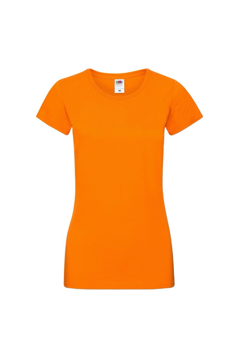 Tricou cu maneca scurta dama Fruit of the Loom Softspun, Bumbac, Portocaliu, Portocaliu