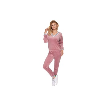 Pijama cu pantalon lung velur, roz L-XL Pijama cu pantalon lung velur, roz L-XL