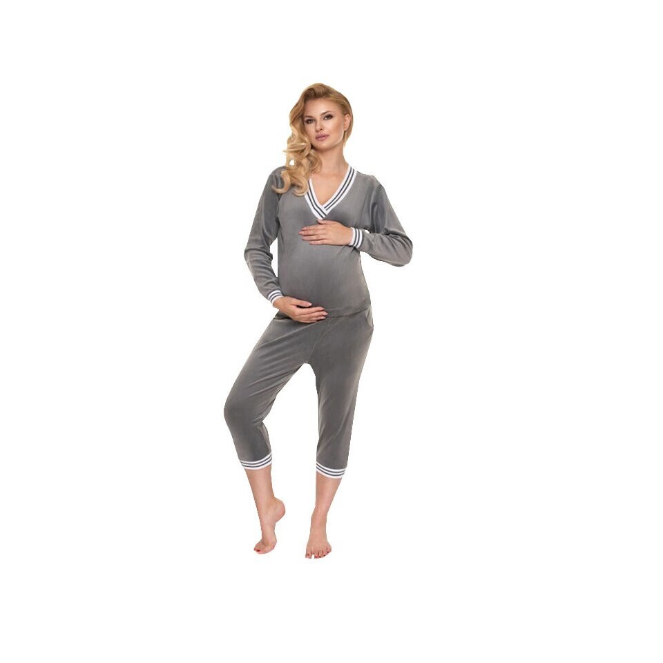 Pijama cu pantalon 3/4 velur, gri L-XL