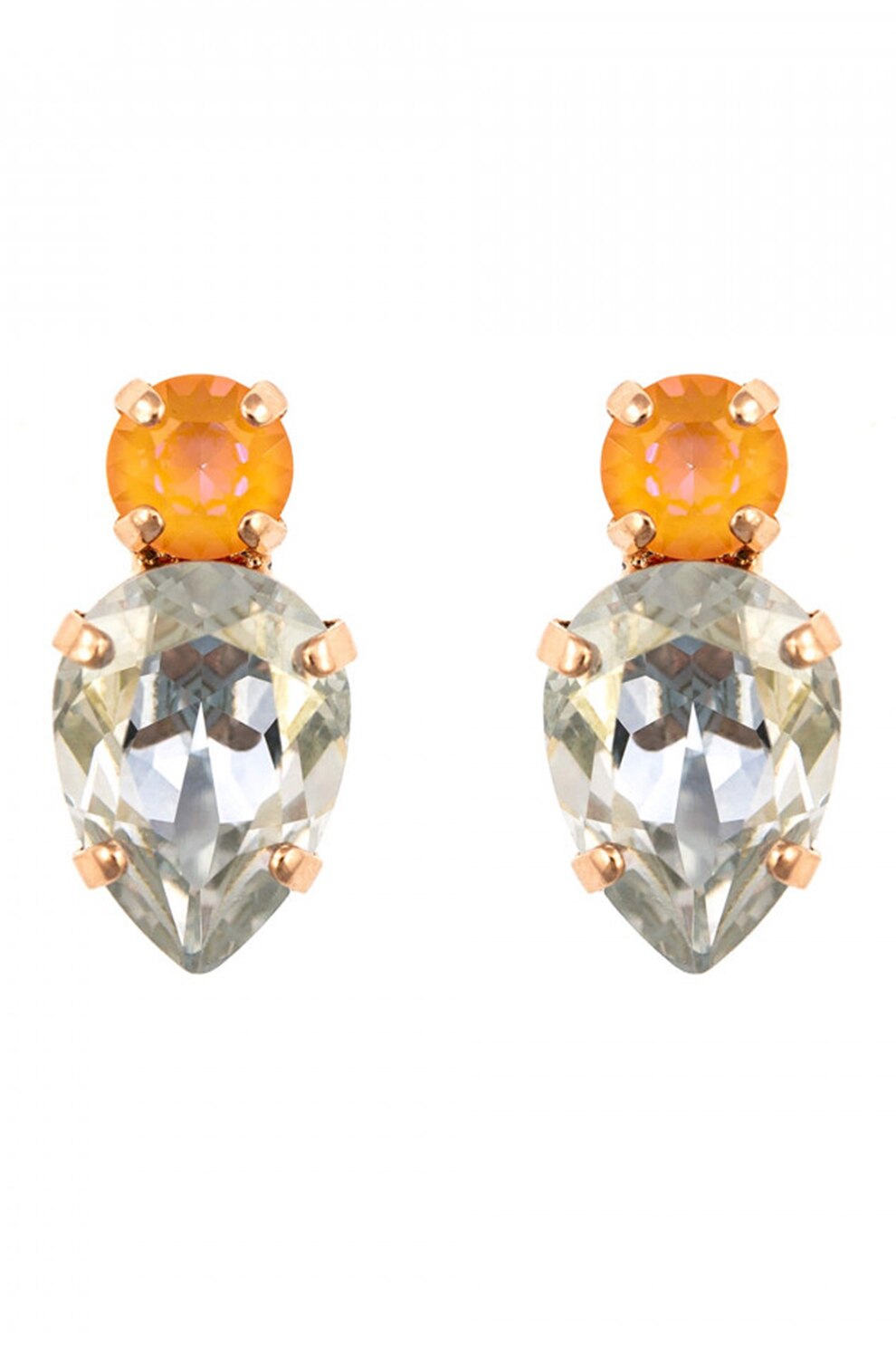Roxannes - Mariana Jewellery, Cercei placati cu aur de 24K si decorati cu cristale, Galben/Transparent