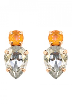 Roxannes - Mariana Jewellery, Cercei placati cu aur de 24K si decorati cu cristale, Galben/Transparent Roxannes - Mariana Jewellery, Cercei placati cu aur de 24K si decorati cu cristale, Galben/Transparent