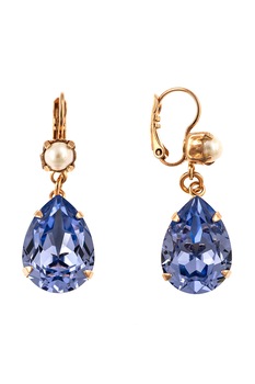 Roxannes - Mariana Jewellery, Cercei drop placati cu aur de 24K si decorati cu cristale, Albastru/Auriu Roxannes - Mariana Jewellery, Cercei drop placati cu aur de 24K si decorati cu cristale, Albastru/Auriu
