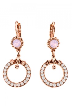 Roxannes - Mariana Jewellery, Cercei drop placati cu aur de 24K si decorati cu cristale, auriu rose Roxannes - Mariana Jewellery, Cercei drop placati cu aur de 24K si decorati cu cristale, auriu rose
