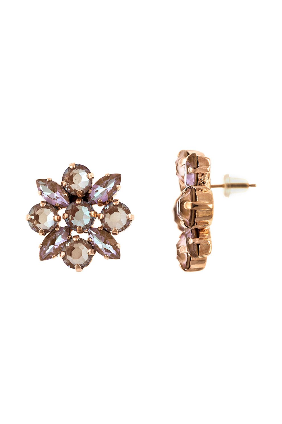 Roxannes - Mariana Jewellery, Cercei placati cu aur de 24K si decorati cu cristale, Alb/Auriu