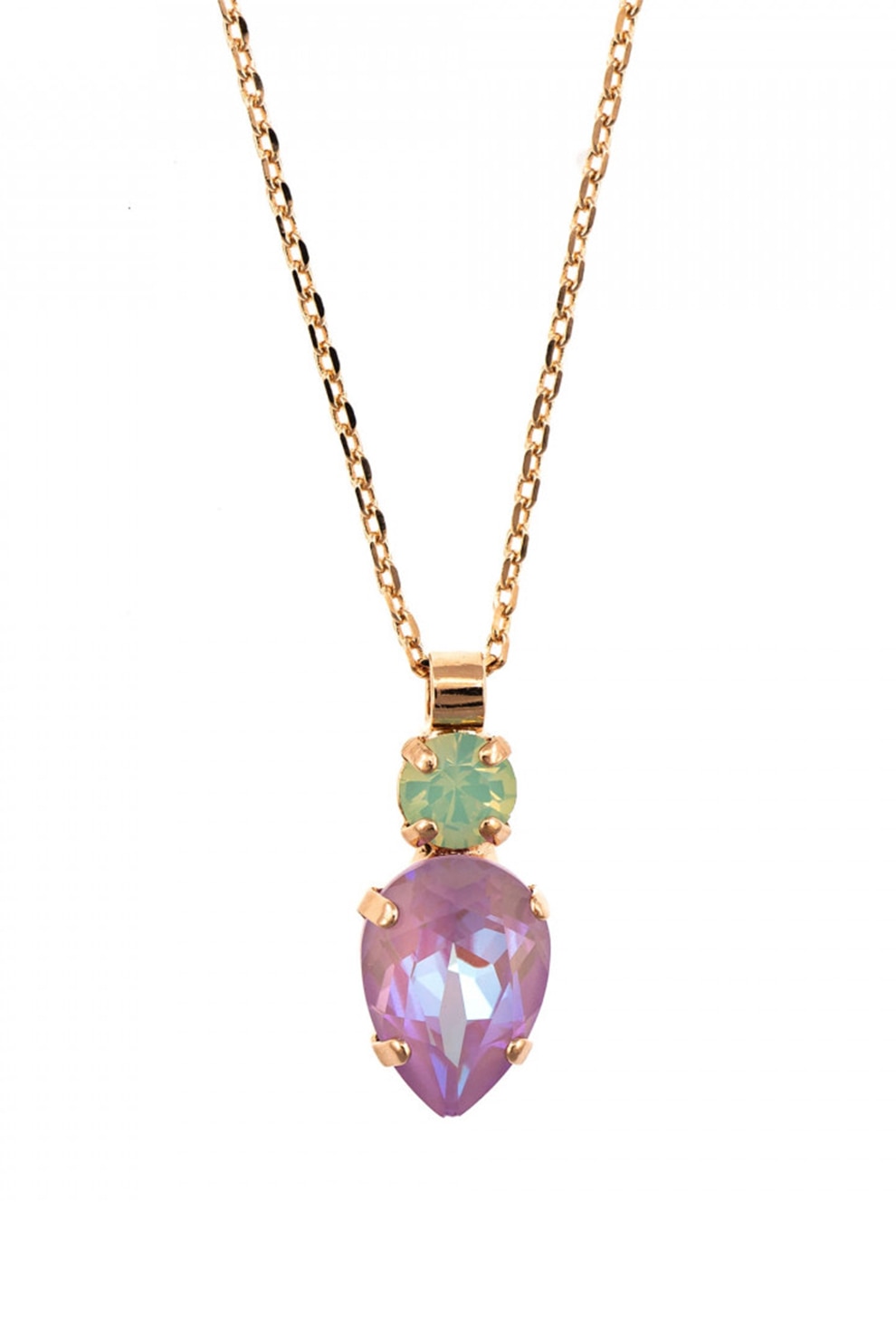 Roxannes - Mariana Jewellery, Colier placat cu aur rose de 24K si cu pandantiv, Auriu/Roz