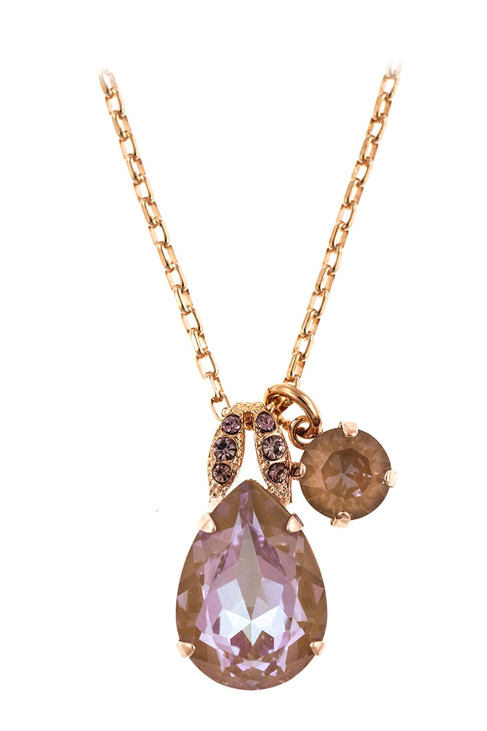 Roxannes - Mariana Jewellery, Colier placat cu aur de 24K si decorat cu cristale, Auriu/Roz pal