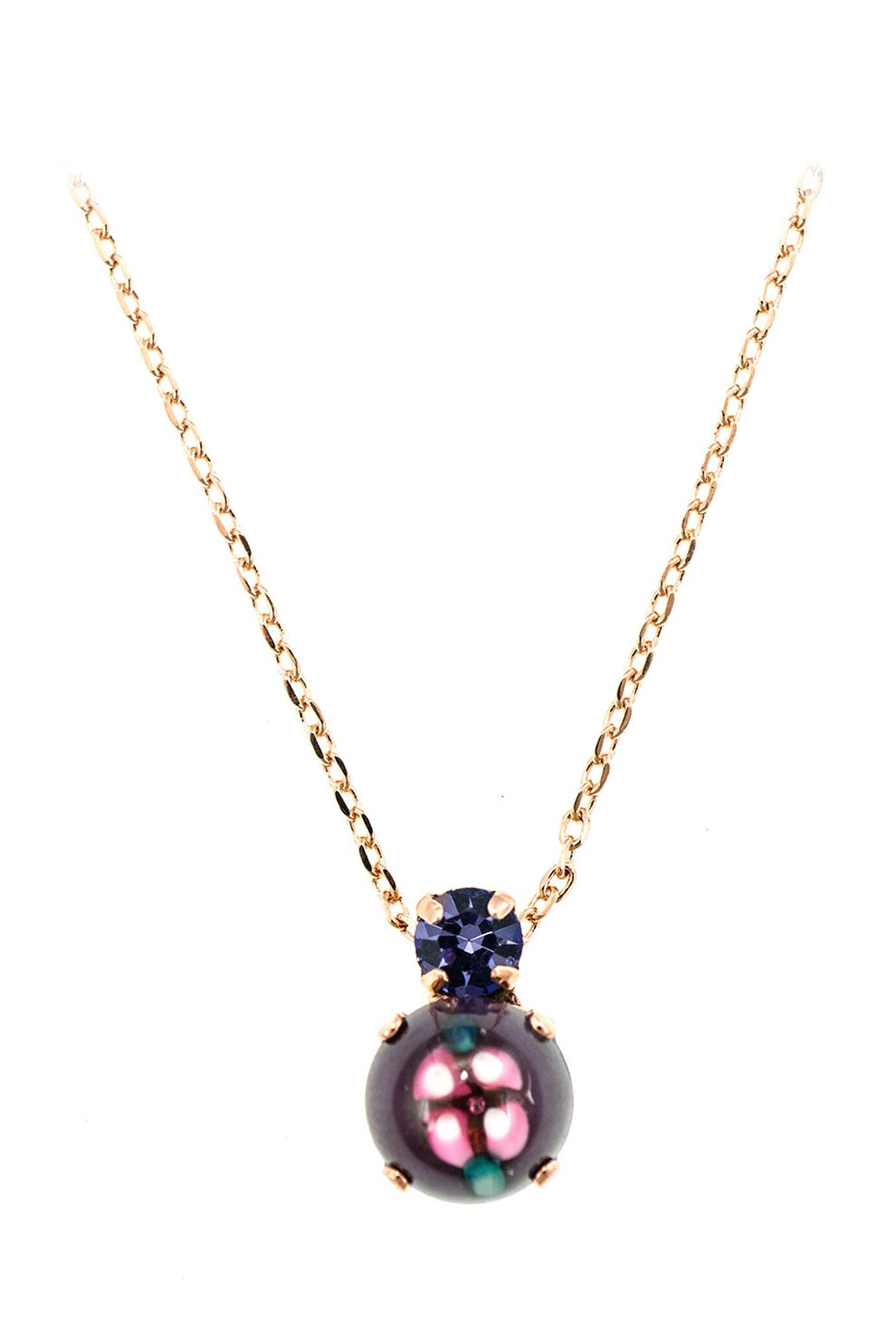 Roxannes - Mariana Jewellery, Colier placat cu aur de 24K, cu pandantiv cu cristale, Violet