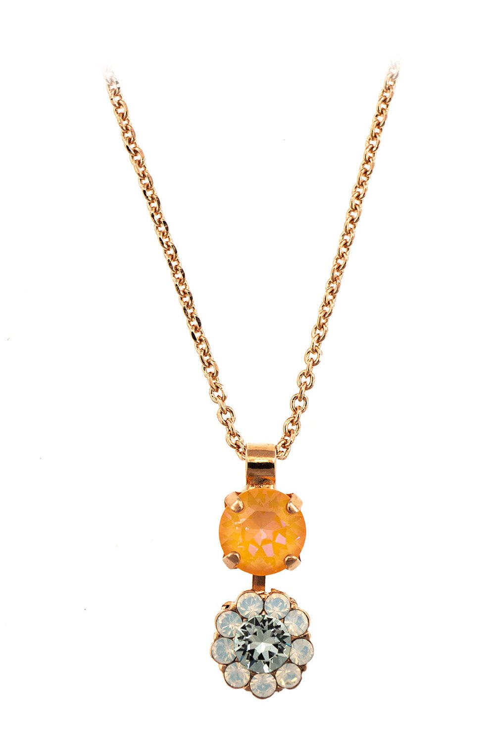 Roxannes - Mariana Jewellery, Colier placat cu aur de 24K, cu pandantiv cu cristale, Alb/Crem