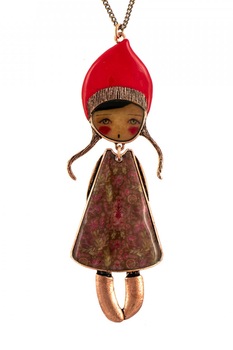 Roxannes - Bambole Milanesi, Colier cu pandantiv, Maro bronz/Rosu Roxannes - Bambole Milanesi, Colier cu pandantiv, Maro bronz/Rosu