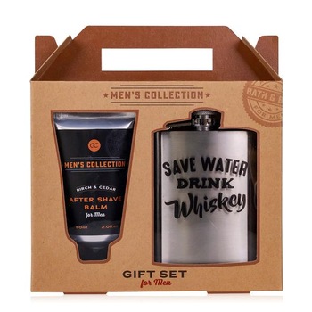 Set baie barbati Men's Collection, After shave balsam 60ml, Sticla otel inoxidabil whiskey Set baie barbati Men's Collection, After shave balsam 60ml, Sticla otel inoxidabil whiskey