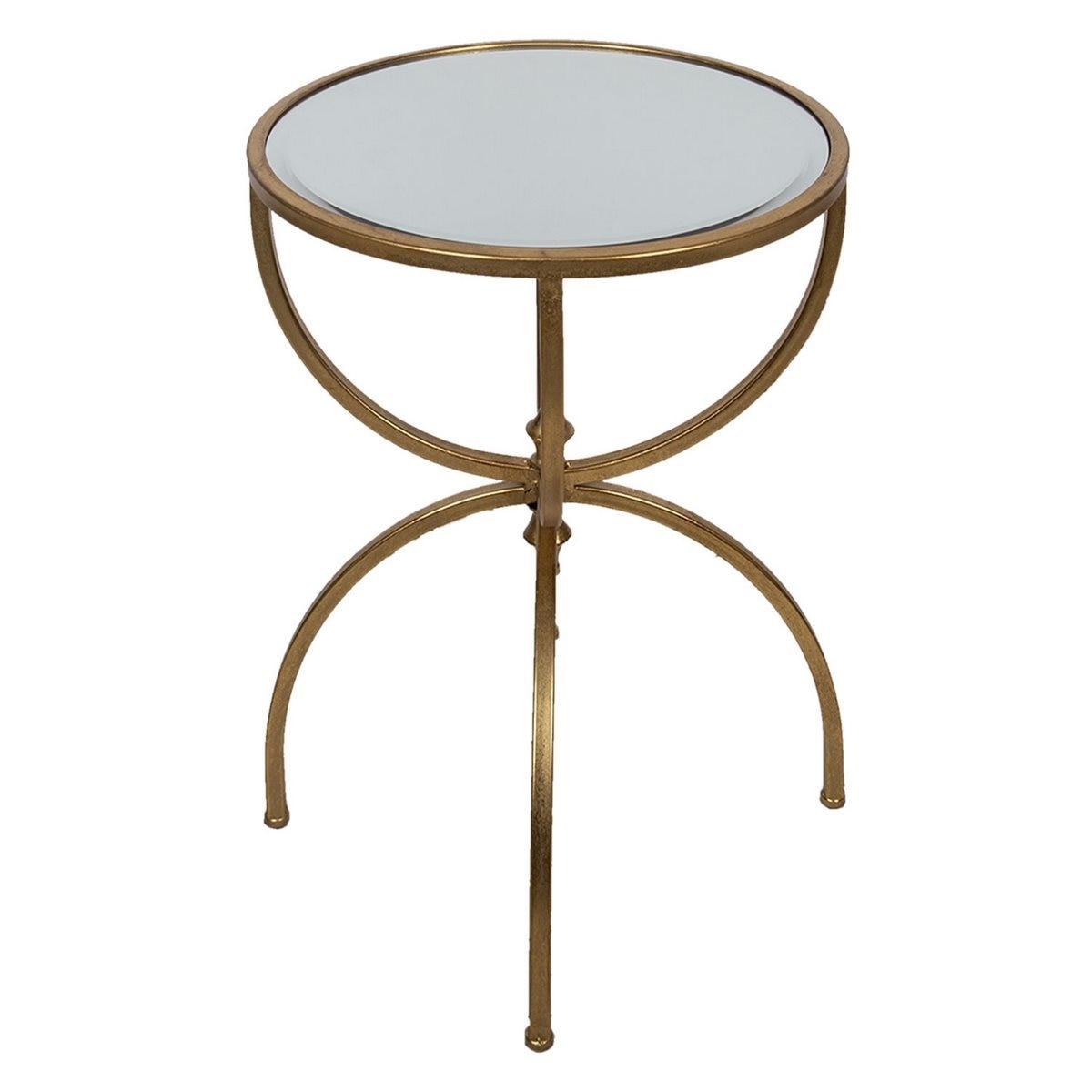 Masuta de cafea din fier auriu cu blat din sticla Ø 49 cm x 62 h