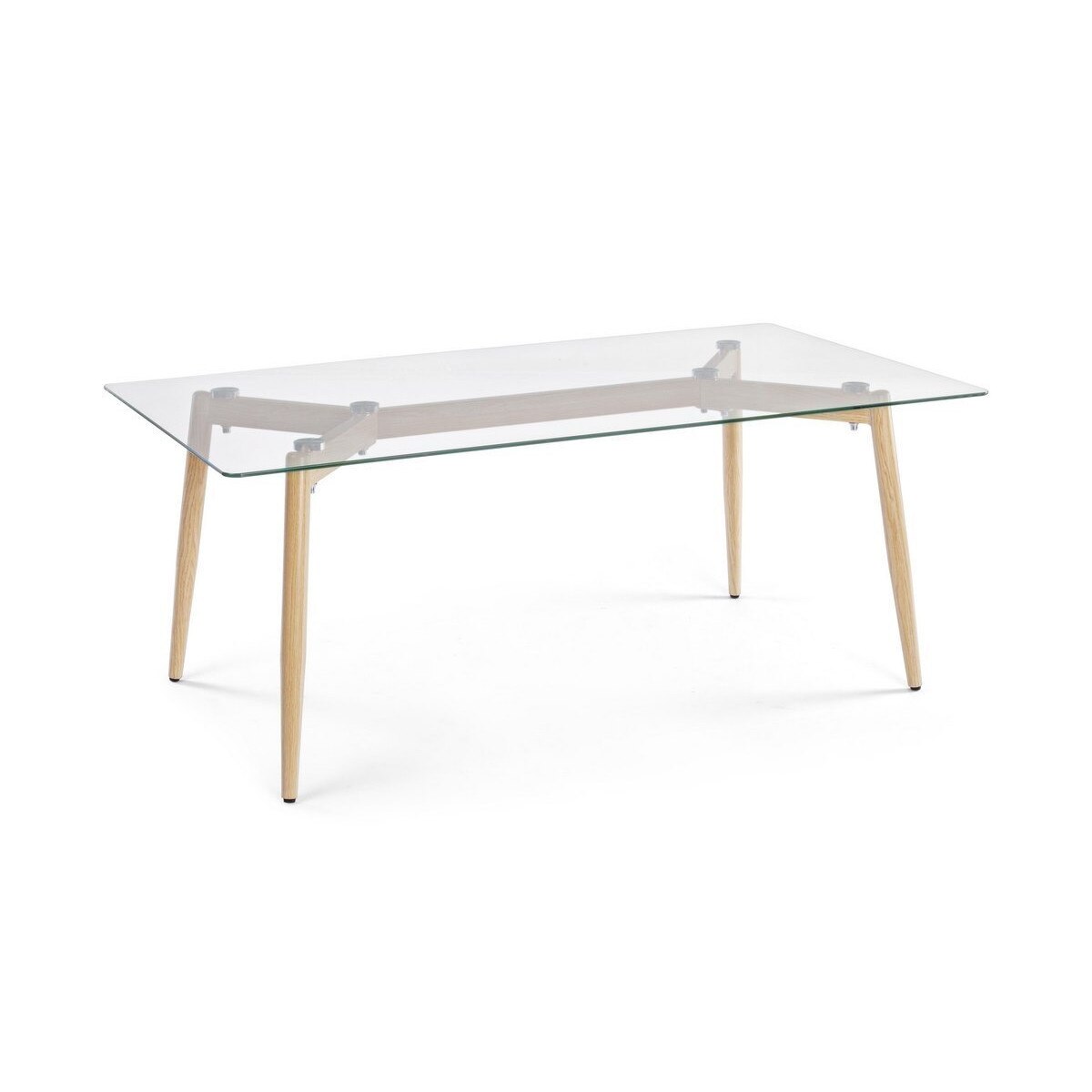 Masuta de cafea cu picioare lemn si blat sticla Oakland 110 cm x 60 cm x 45 h