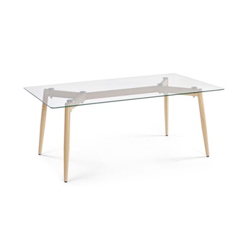 Masuta de cafea cu picioare lemn si blat sticla Oakland 110 cm x 60 cm x 45 h Masuta de cafea cu picioare lemn si blat sticla Oakland 110 cm x 60 cm x 45 h