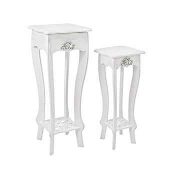 Set 2 masute din mdf alb patinat Blanc 30 cm x 30 cm x 78 h Set 2 masute din mdf alb patinat Blanc 30 cm x 30 cm x 78 h