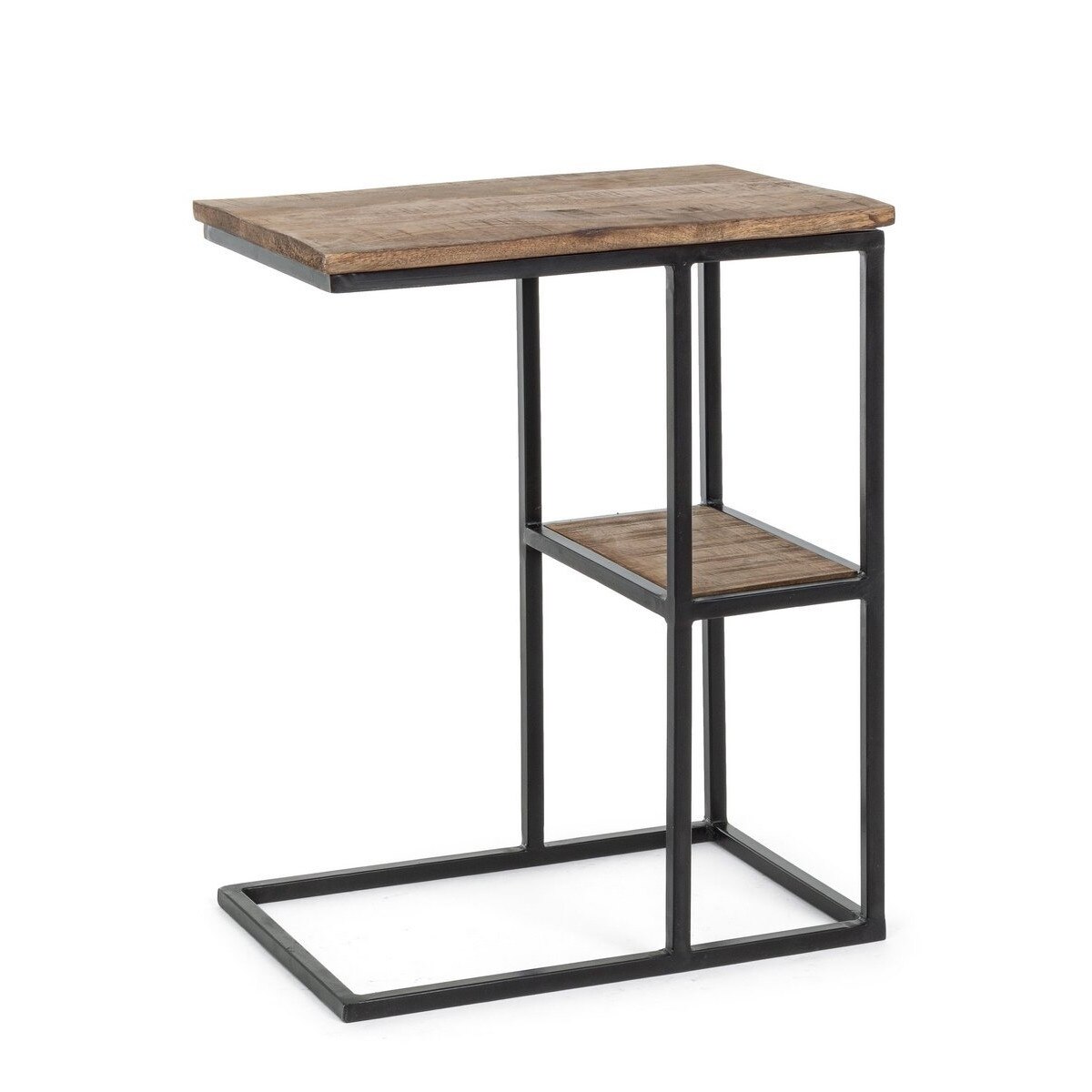 Masuta de cafea cu polita din fier cu blat lemn mango Walton 46 cm x 31 cm x 58 h