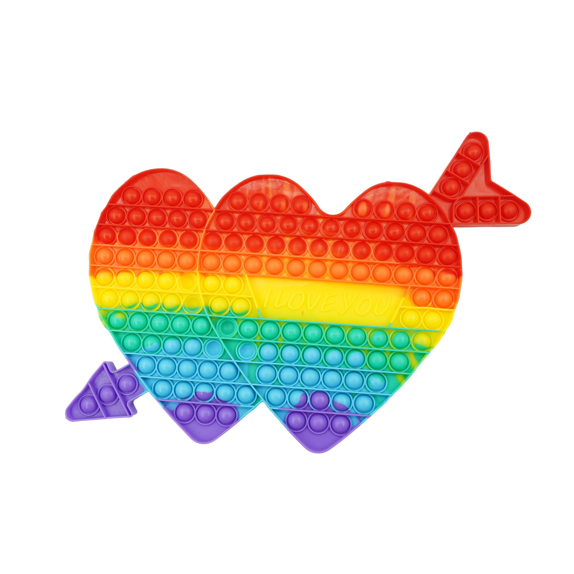 Jucarie antistres din silicon Pop it now, Inima dubla, Multicolor