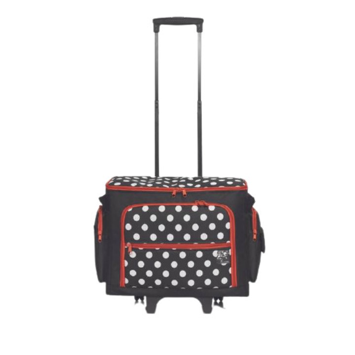 Prym varrókellék kocsi, 2 külső zsebbel, 2 rekesszel, fekete/piros