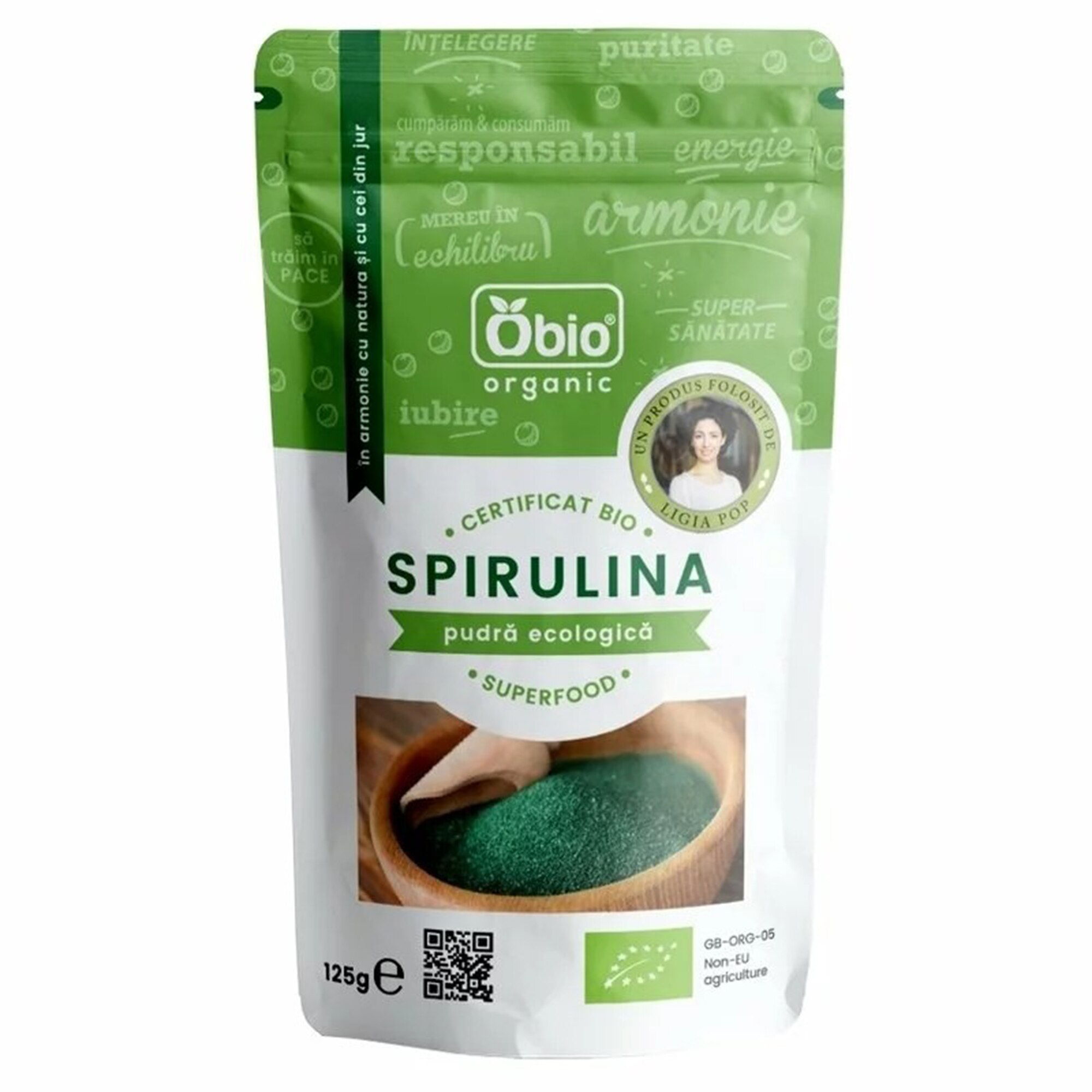 Spirulina Pulbere Raw Bio Obio, 125g