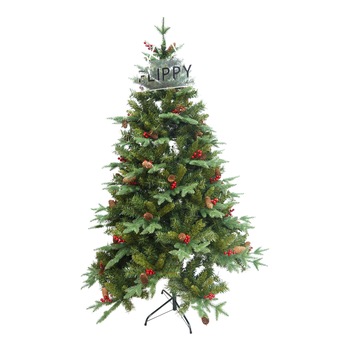 Brad artificial decorat pentru perete/colt, Flippy, culoare verde, diametrul inferior 115cm, marimea 180cm Brad artificial decorat pentru perete/colt, Flippy, culoare verde, diametrul inferior 115cm, marimea 180cm