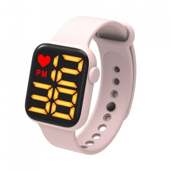 Ceas Sport Led Unisex, Quartz, afisaj Digital, Roz, LED102 Ceas Sport Led Unisex, Quartz, afisaj Digital, Roz, LED102