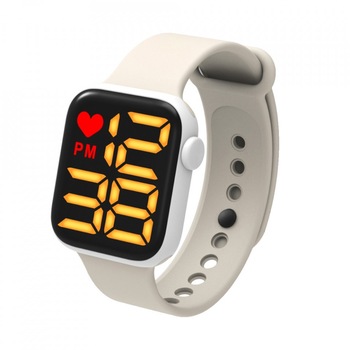 Ceas Sport Led Unisex, Quartz, afisaj Digital, Bej, LED102 Ceas Sport Led Unisex, Quartz, afisaj Digital, Bej, LED102
