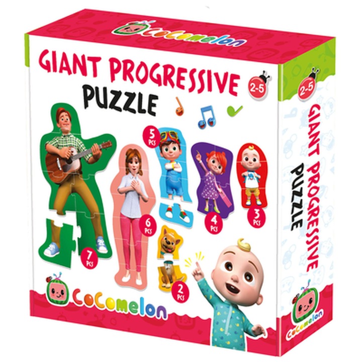 Пъзел 6 in 1 Headu Cocomelon - Giant progressive, 2/3/4/5/6/7 части