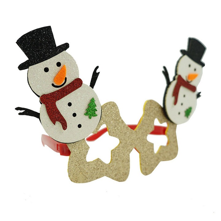 Парти очила Flippy звезда със снежен човек, коледни, бежов, пластмаса и полиестер