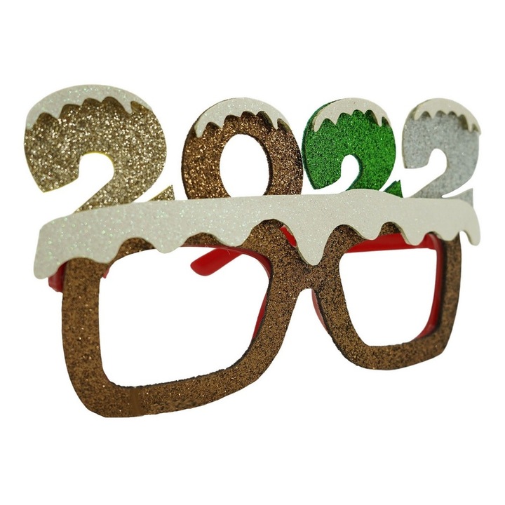 Парти очила Flippy 2022, навогодишни, кафяв, пластмаса и полиестер