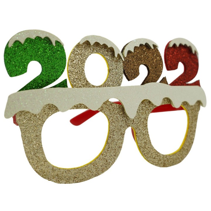 Парти очила Flippy 2022, навогодишни, бежов, пластмаса и полиестер