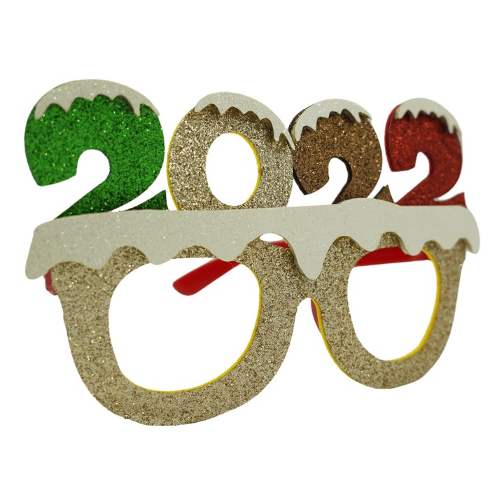 Ochelari petrecere de Revelion, 2022, Bej, din Plastic si Poliester, Flippy