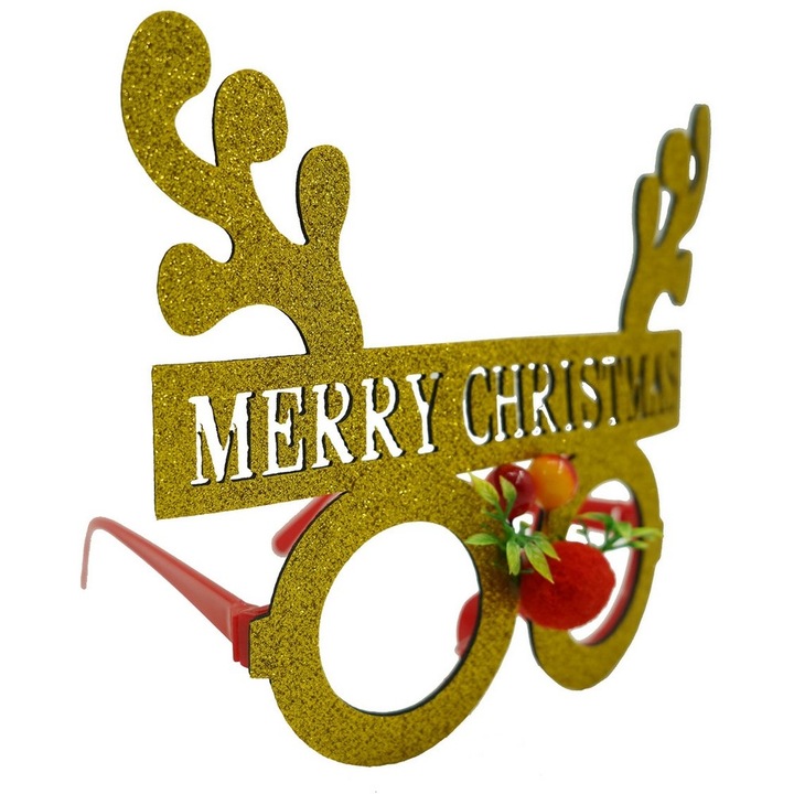 Парти очила Flippy кръгли, коледни, жълт, пластмаса и полиестер