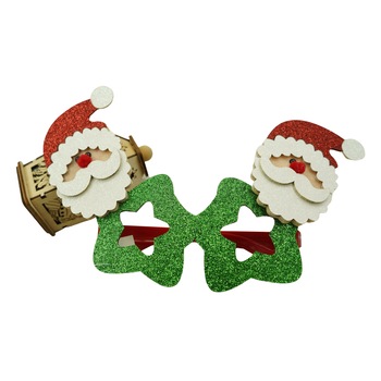 Ochelari petrecere de Craciun, tip Stea cu Mos Craciun, Verde, din Plastic si Poliester, Flippy Ochelari petrecere de Craciun, tip Stea cu Mos Craciun, Verde, din Plastic si Poliester, Flippy