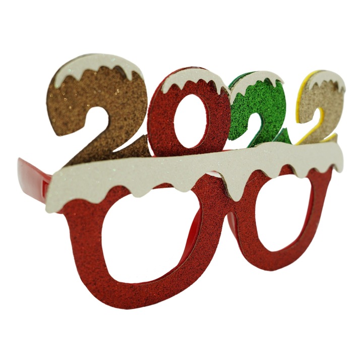 Ochelari petrecere de Revelion, 2022, Rosu, din Plastic si Poliester, Flippy