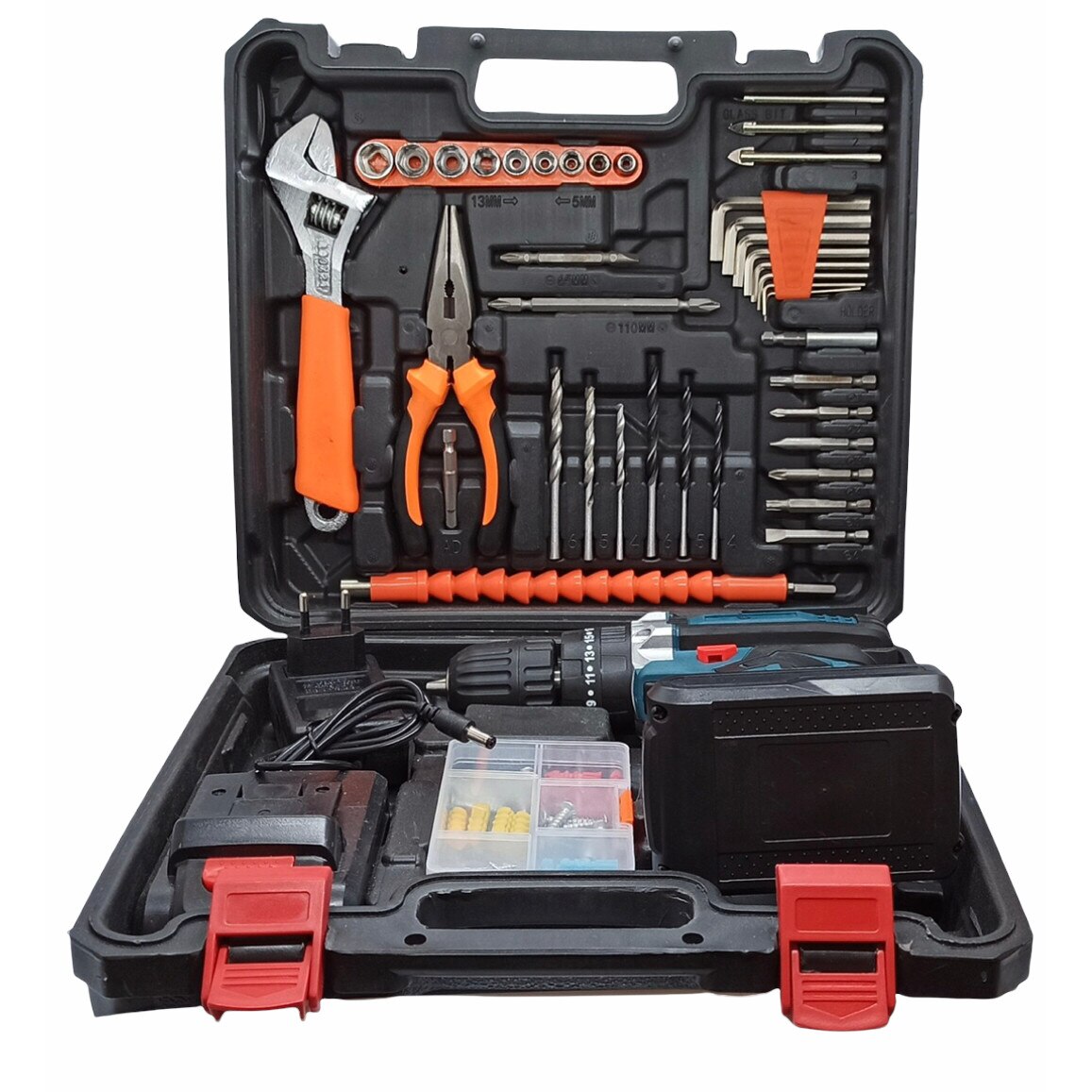 Masina de gaurit si insurubat ( bormasina ), 24V cu 2 acumulatori 2Ah si incarcator + 30 accesorii, valiza transport plastic