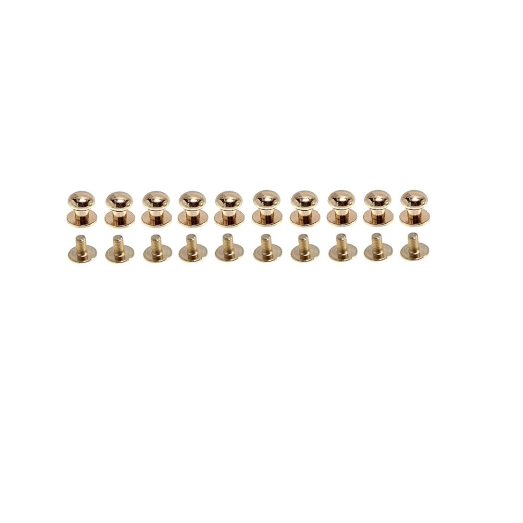 Set 10 butoni din alama pentru pielarie inaltime totala 9mm